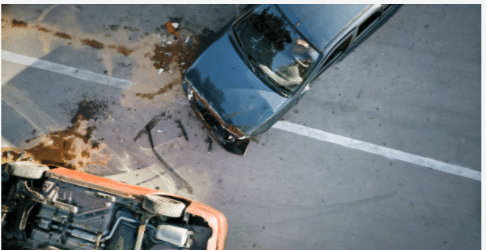 Aerial shot of Car accident