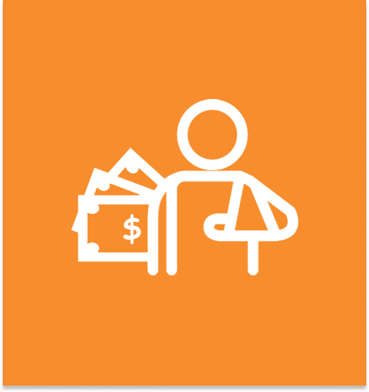 injured person holding money icon