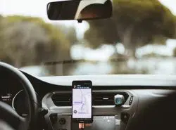 maps on phone inside of car