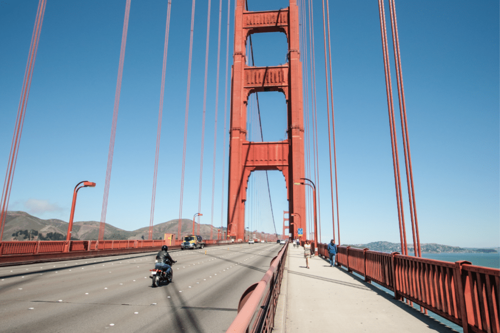 Motorcycle on Golden Gate Bridge, San Francisco