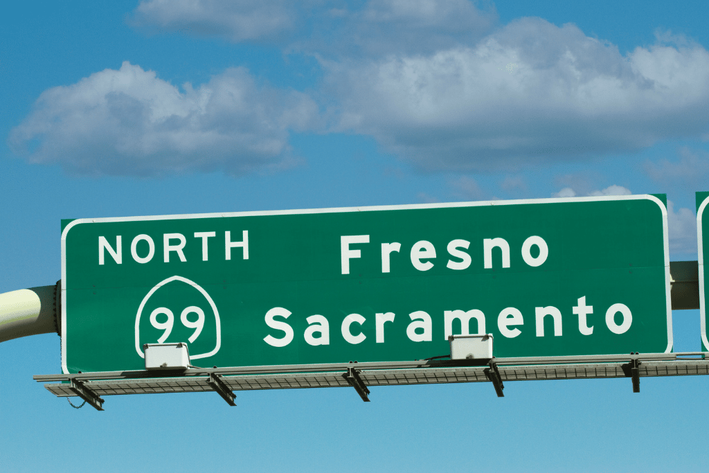 Photo showing Sacramento Highway 99 road sign