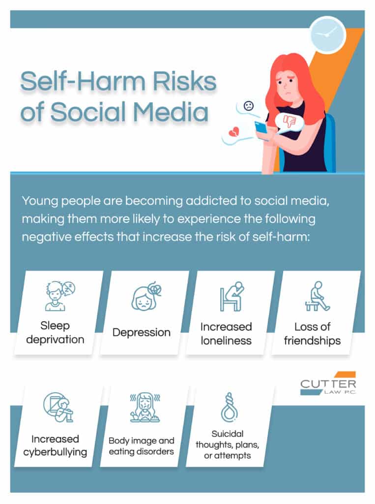 Infographics for self harm risks of social media