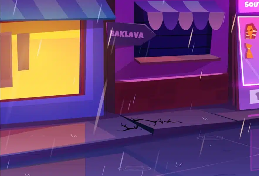 Broken sidewalk