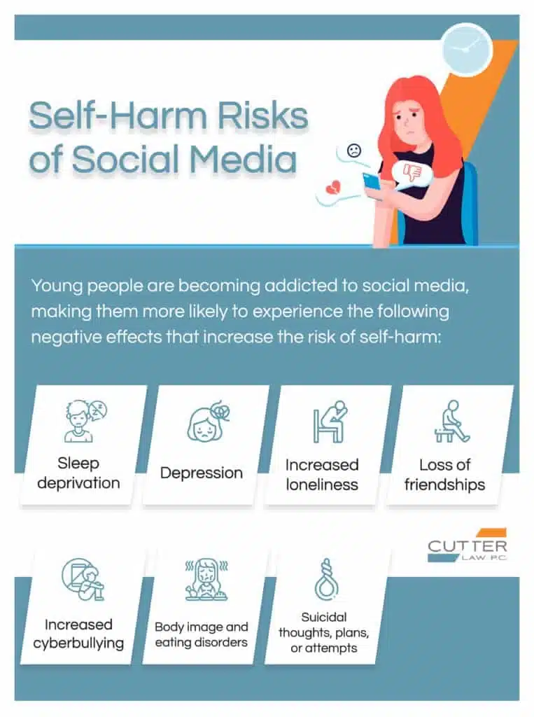 Infographic of self-harm risks of social media