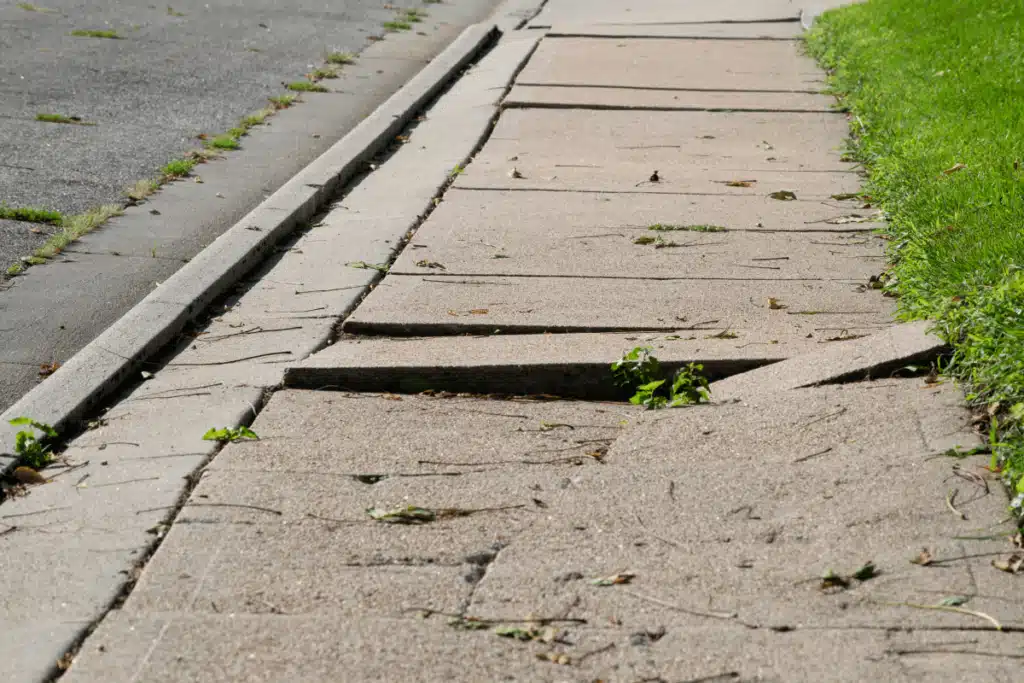 Broken sidewalk