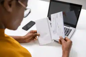 Woman reviewing a check
