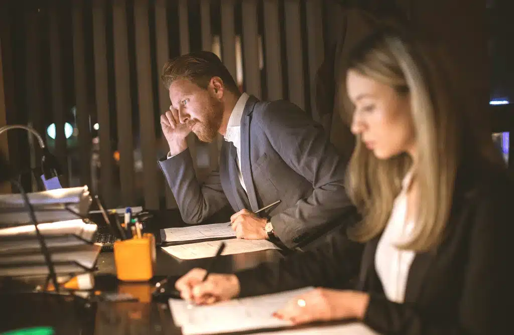 Employees working overtime