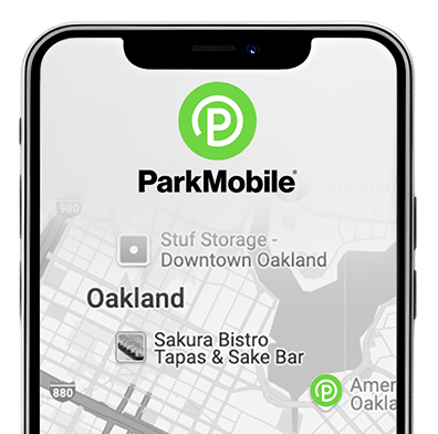 A mobile phone displaying the ParkMobile app