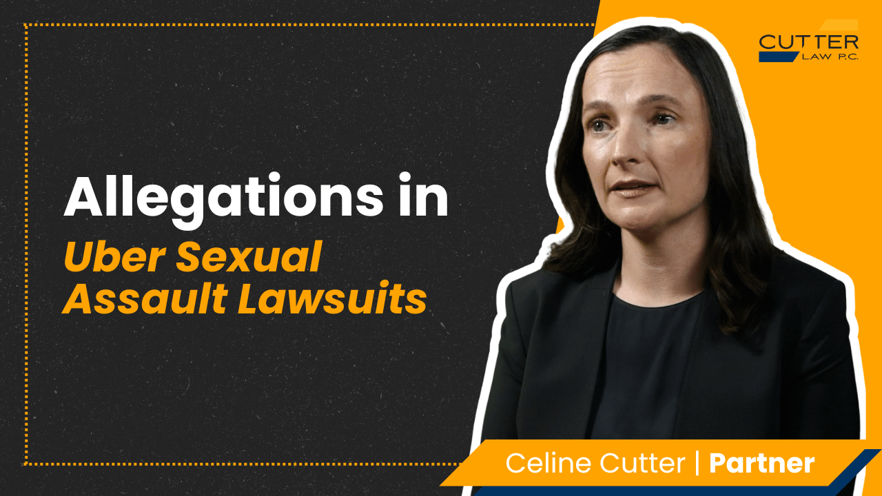 Celine headshot next to thumbnail text "Update on Uber Sexual Assault Litigation"
