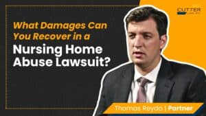 Thomas headshot next to thumbnail text "What Damages Can You Recover in a Nursing Home Abuse Lawsuit?"