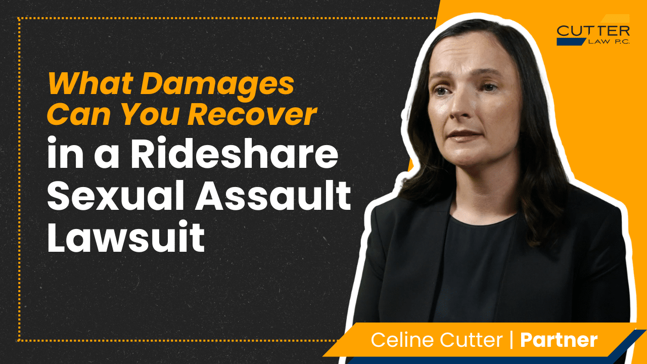 Celine headshot next to thumbnail text "What Damages Can You Recover in a Rideshare Sexual Assault Lawsuit?"