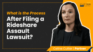 Celine headshot next to thumbnail text "What Is the Process After Filing a Rideshare Assault Lawsuit?"