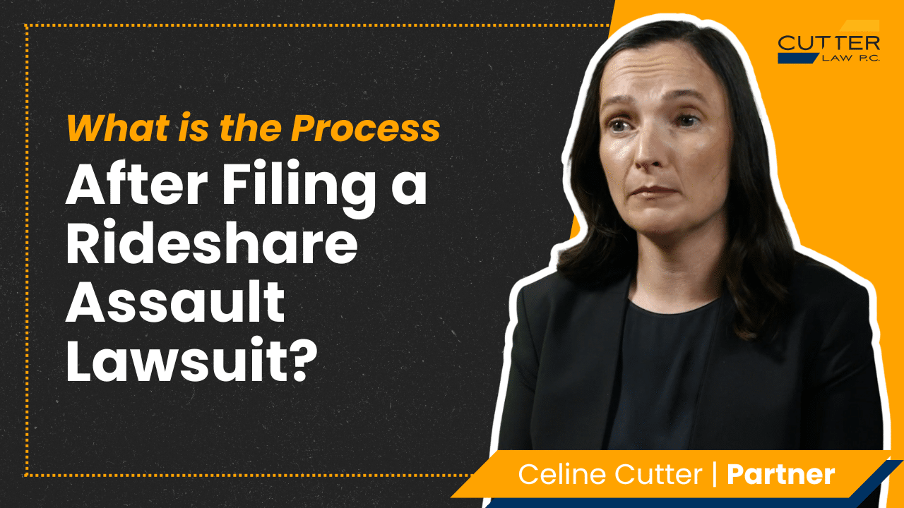 Celine headshot next to thumbnail text "What Is the Process After Filing a Rideshare Assault Lawsuit?"