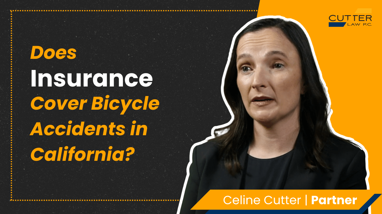 Celine Cutter headshot next to thumbnail text: Does Insurance Cover Bicycle Accidents in California?