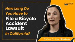 Celine Cutter headshot next to thumbnail text: How Long Do You Have to File a Bicycle Accident Lawsuit in California?