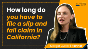 Margot headshot next to thumbnail text: How Long Do You Have to File a Slip and Fall Claim in California?