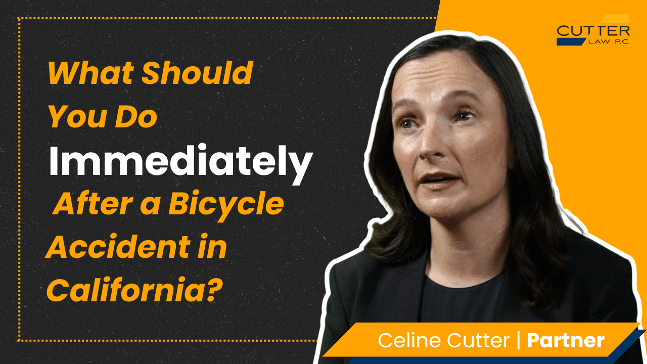 Celine headshot next to "what should you do immediately after a bicycle accident in california"