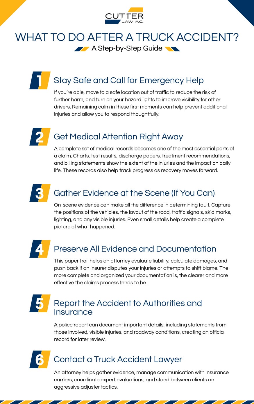 What To Do After a Truck Accident? A Step-by-Step Guide | Cutter Law P.C.