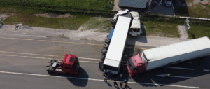 overhead shot of truck accident