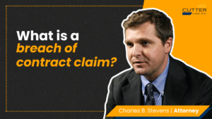 Charles Stevens headshot next to thumbnail text "what is a breach of contract claim"
