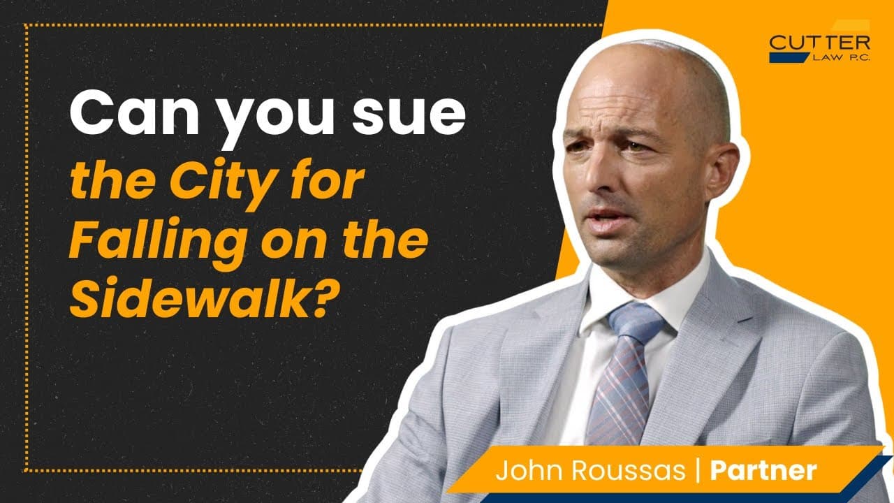Thumbnail for video entitled, Can You Sue the City for Falling on the Sidewalk?