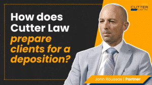 Thumbnail for video titled, How Does Cutter Law Prepare Clients for a Deposition?
