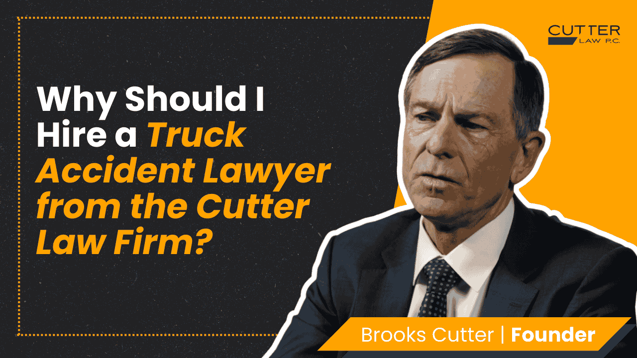 Thumbnail for video titled, Why Should I Hire a Truck Accident Lawyer from the Cutter Law Firm?